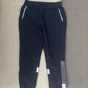 Calvin Klein Navy Blue Nylon Reflective Drawstring Joggers